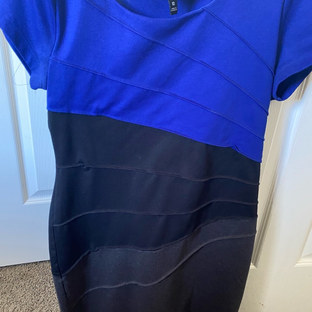 Blue, grey and black dress